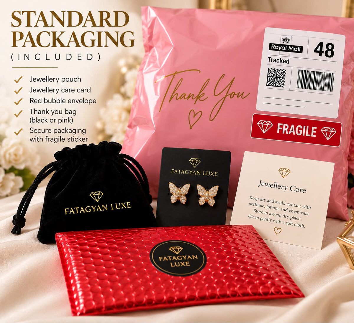 FATAGYAN LUXE standard packaging included with jewellery orders