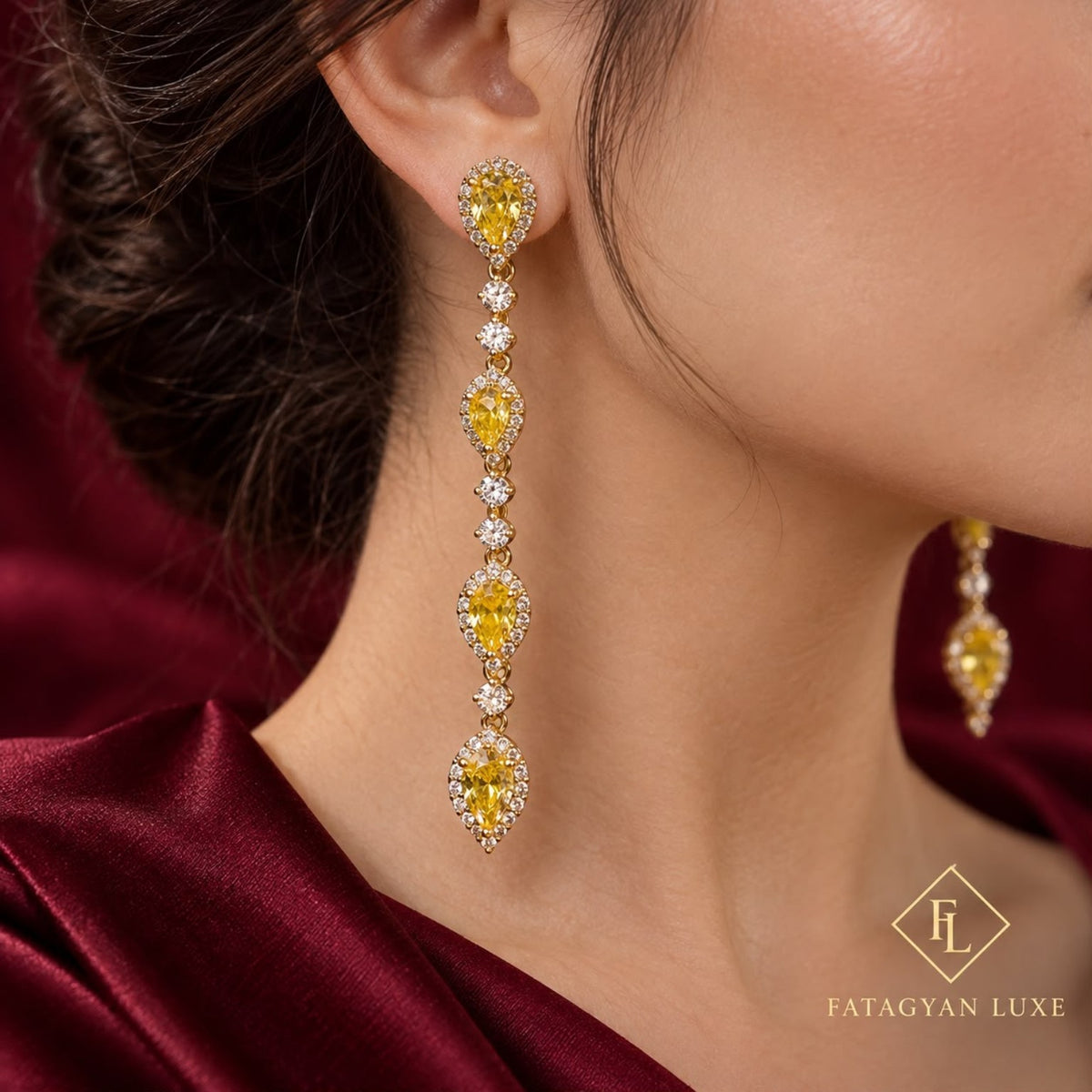 Soleil Royale Crystal Cascade Earrings close-up
