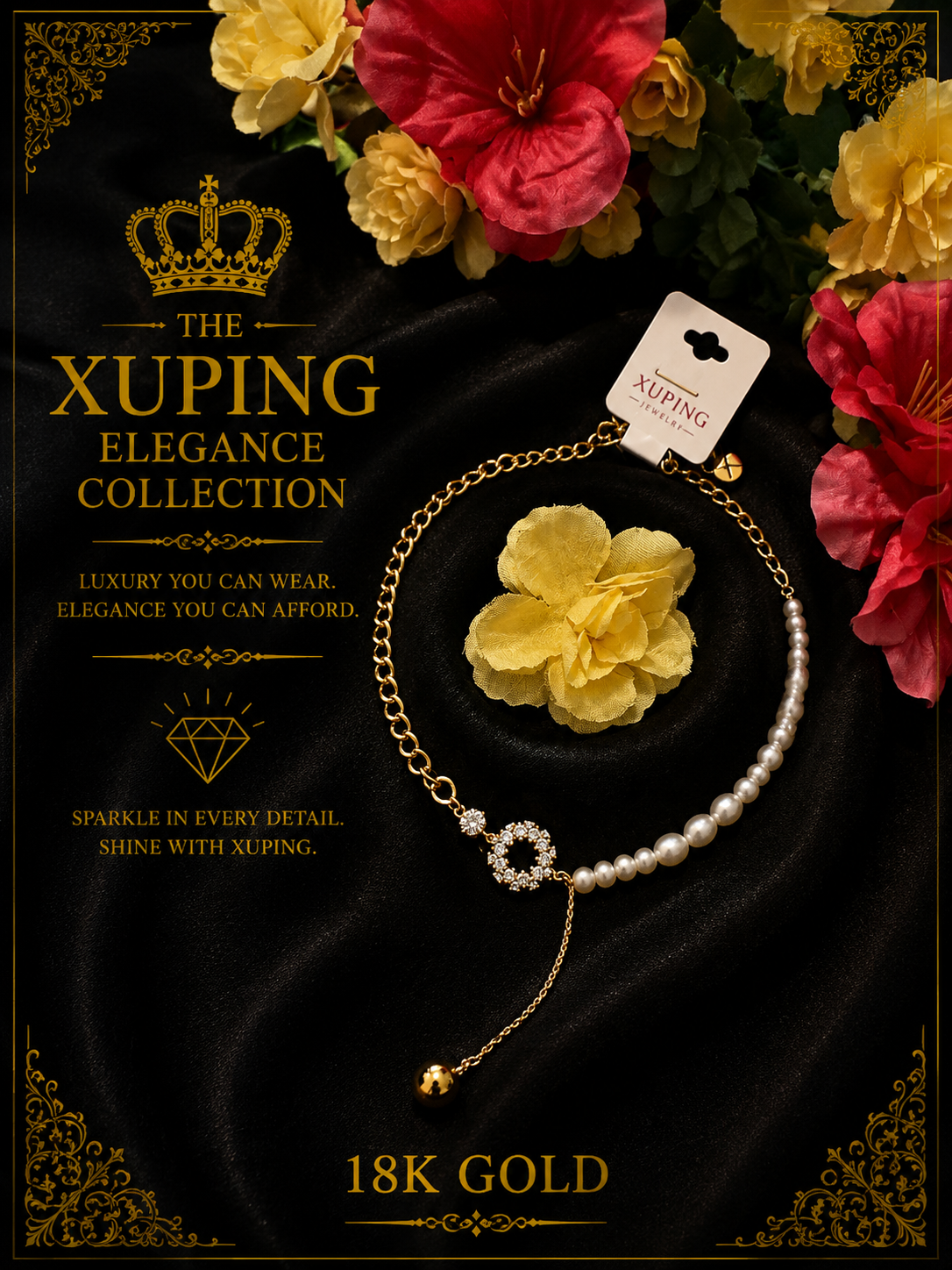 18K Gold-Plated Pearl Pendant Necklace – N01