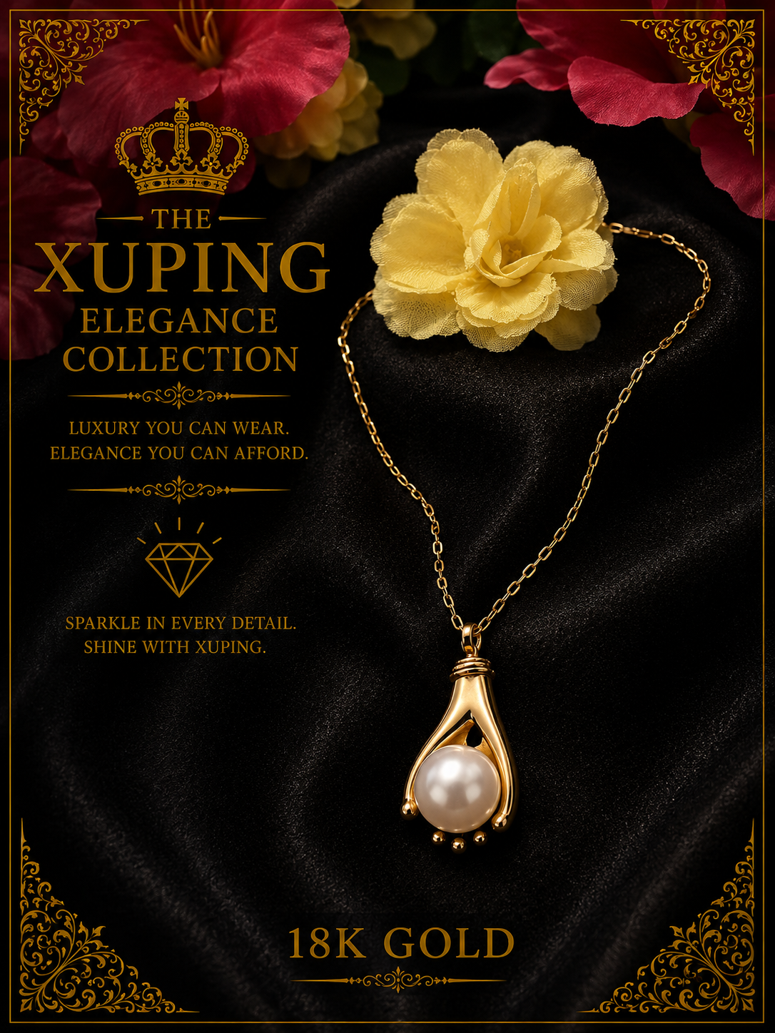18K Gold-Plated Pearl Pendant Necklace – N02