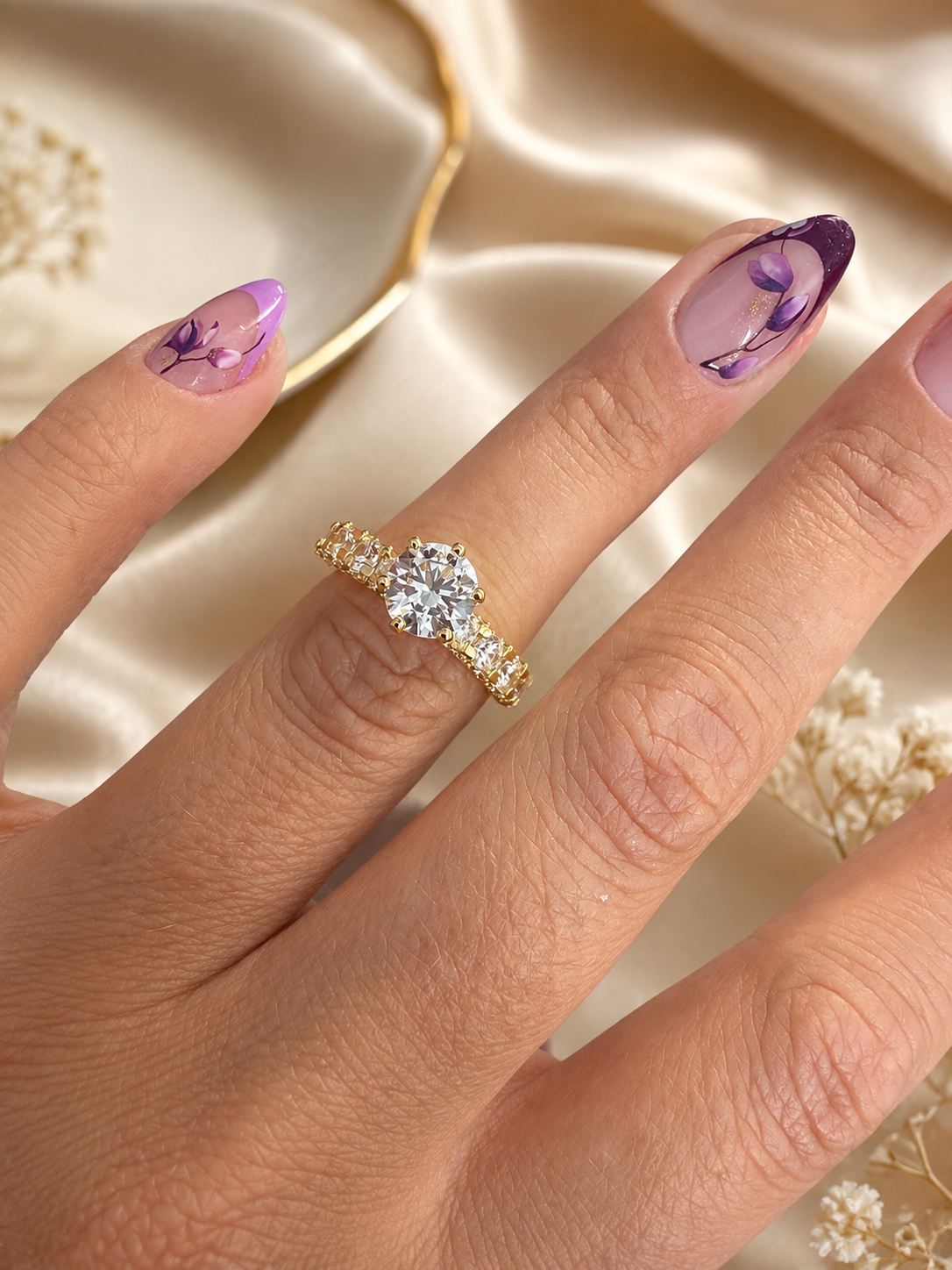 14K Gold-Plated Crystal Ring A01