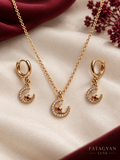 Crescent Rose Celestial Necklace & Earrings Set – 18K Gold Plated | XP011