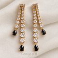 Noir Cascade Crystal Drop Earrings – 18K Gold Plated XP001