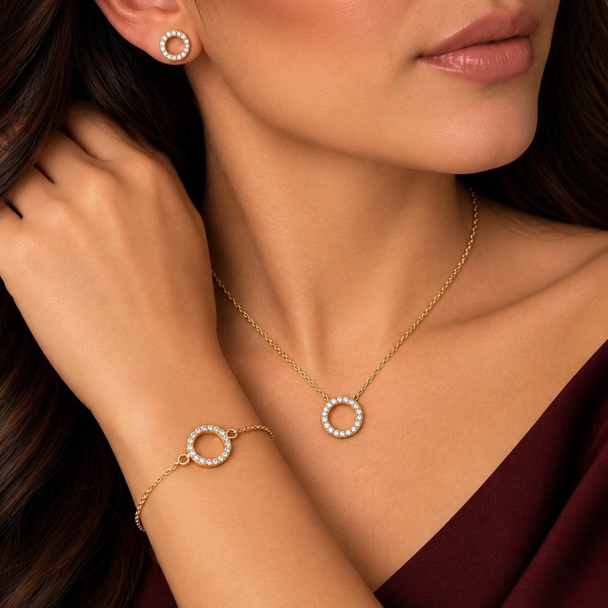 18K Gold-Plated Necklace and Earrings Set S02