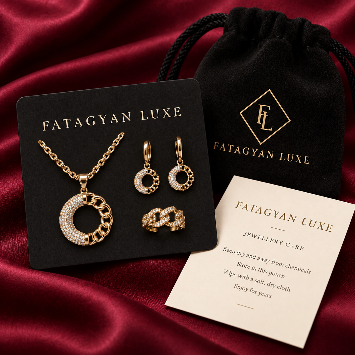 Gold Plated Pavé Chain Jewellery XP Set 03