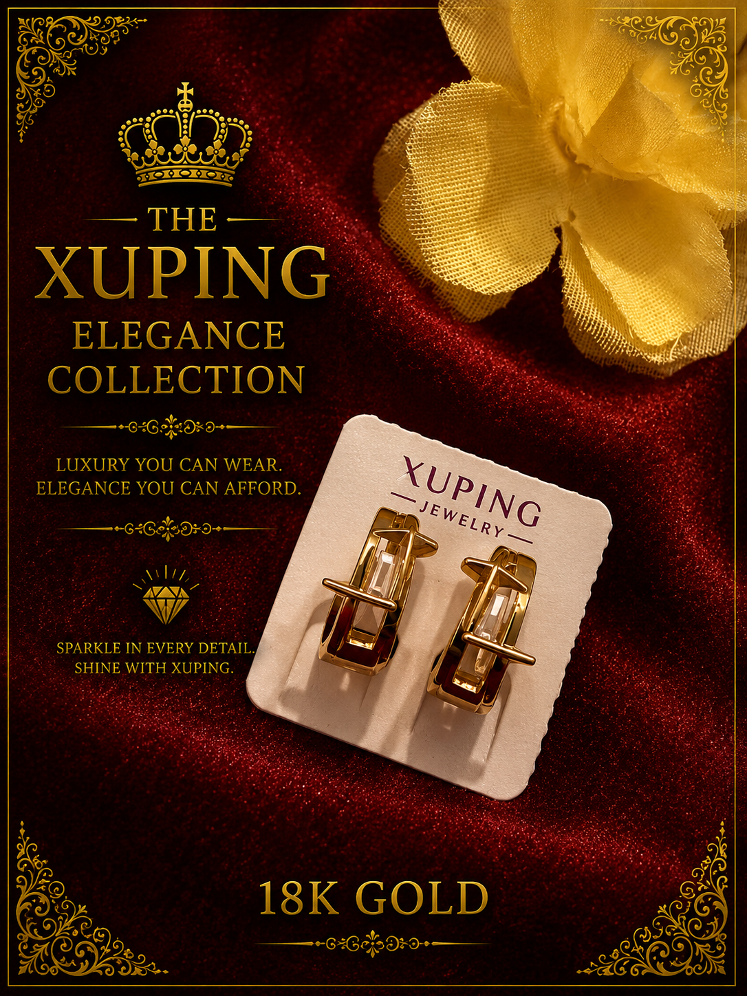 18K Gold-Plated Luxury Leverback Earrings – E09