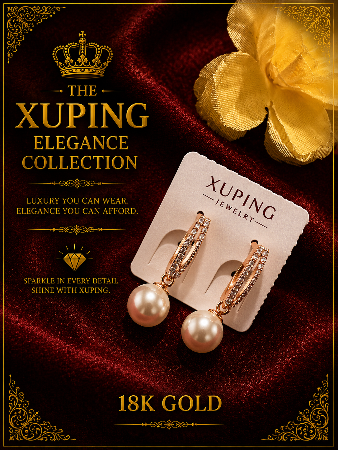 18K Gold-Plated Luxury Leverback Pearl Earrings – E11