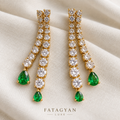 Émeraude Cascade Crystal Drop Earrings – 18K Gold Plated XP002