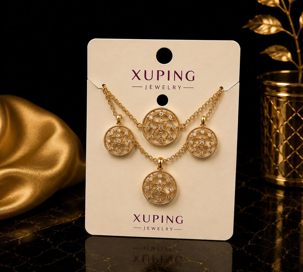 18K Gold-Plated Necklace and Earrings Set S04