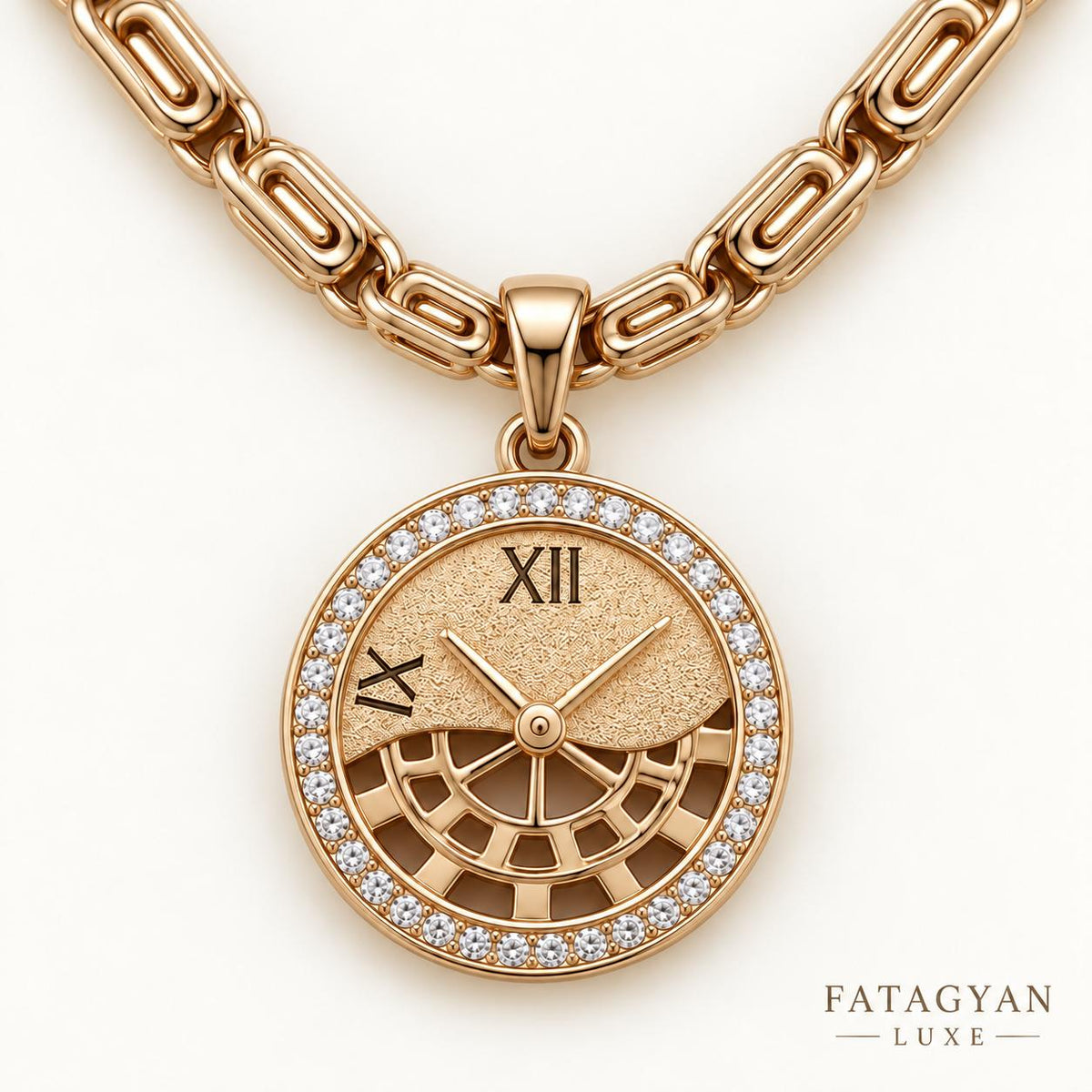 Aurelia Roman Dial Gold-Plated Pendant Necklace XP002