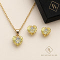 Éclat Heart Swarovski Crystal Jewellery Set – Golden Champagne 04