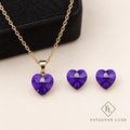 Éclat Heart Swarovski Crystal Jewellery Set – 18K Gold Plated Amethyst Purple 02