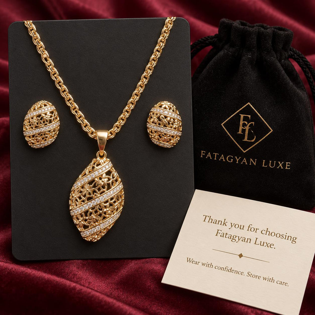 Floréa Gold-Plated Filigree Jewellery Set – XP Necklace & Earrings 08