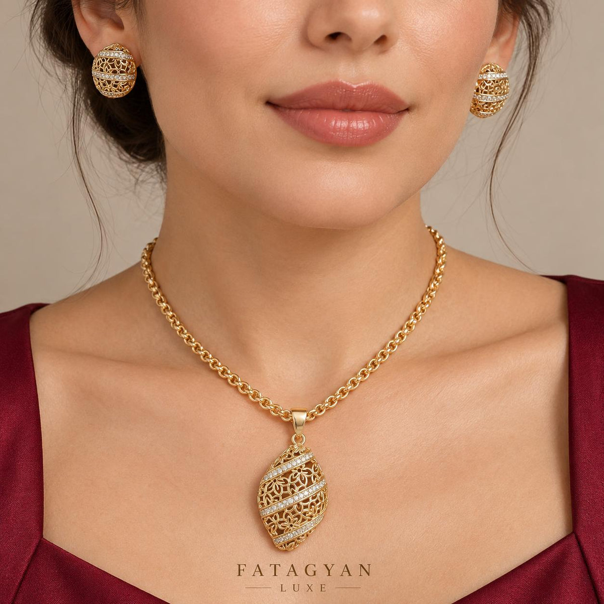 Floréa Gold-Plated Filigree Jewellery Set – XP Necklace & Earrings 08