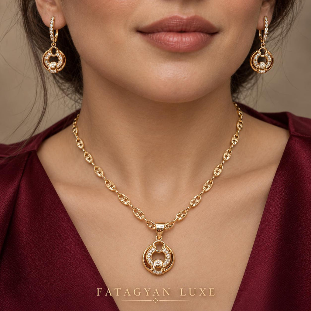 18K Gold-Plated Necklace and Earrings Set S05