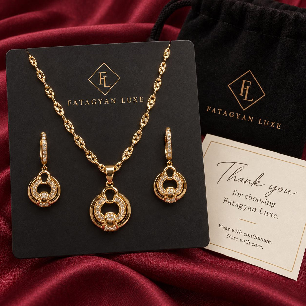 18K Gold-Plated Necklace and Earrings Set S05