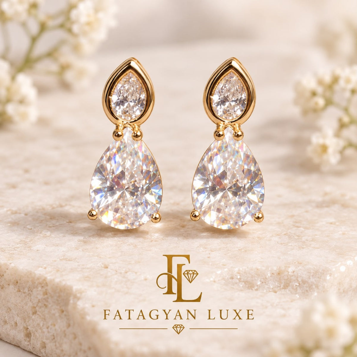 Amélie Pear Crystal Drop Earrings