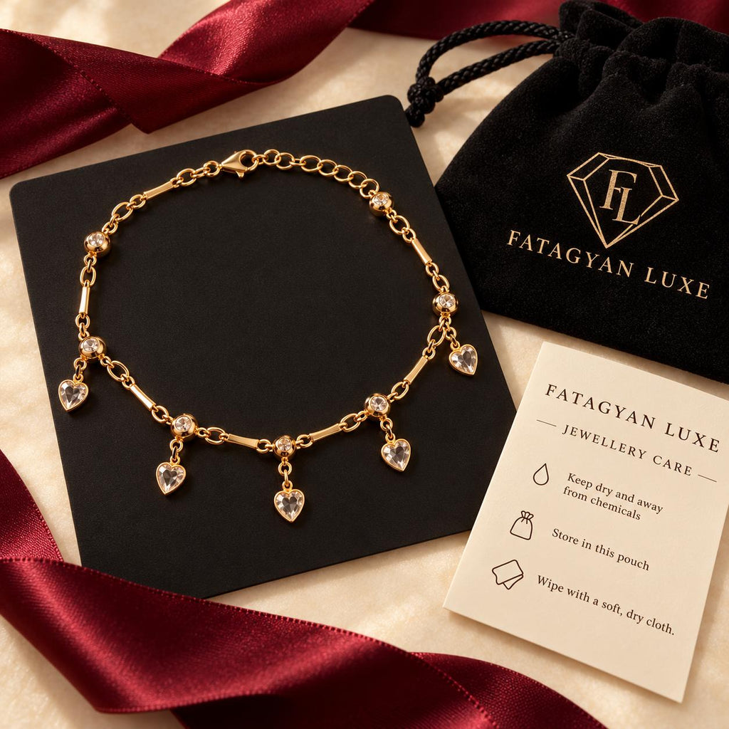 Amour Crystal Heart Anklet with Fatagyan Luxe packaging