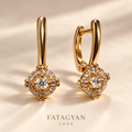 Celeste Halo Crystal Earrings in gold tone with clear crystal halo design
