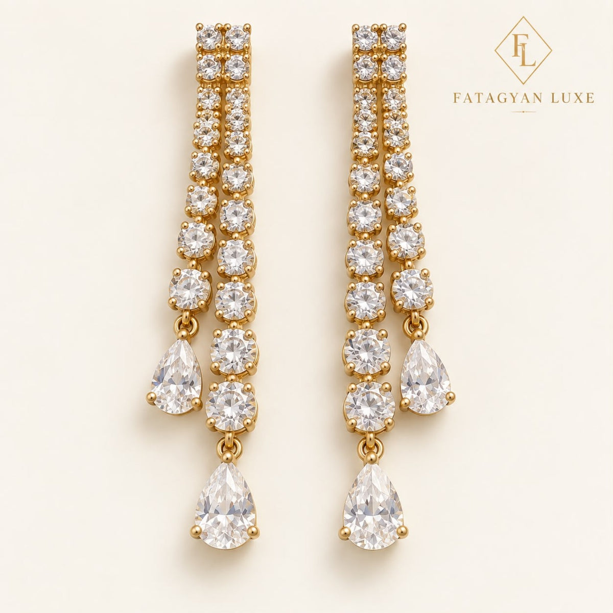Célestine Double-Strand Crystal Drop Earrings