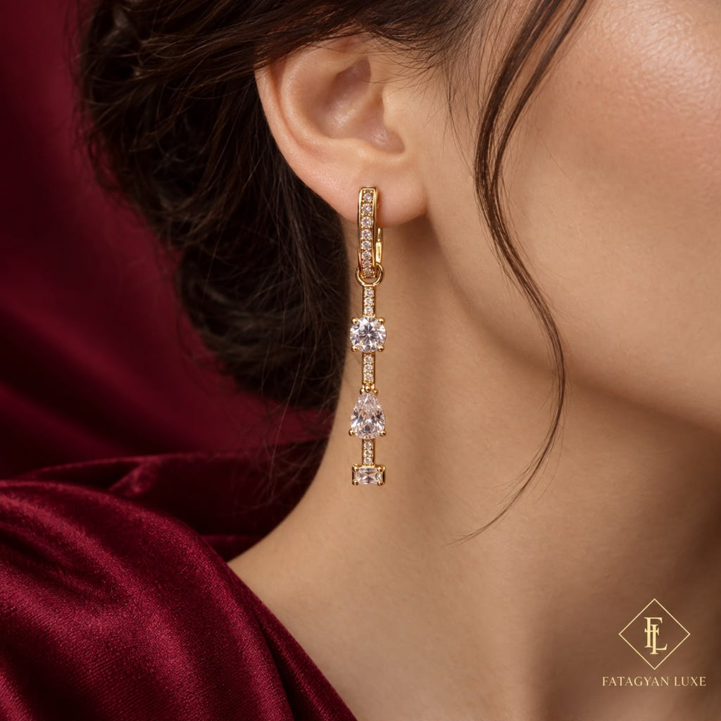 Aveline Crystal Drop Earrings worn