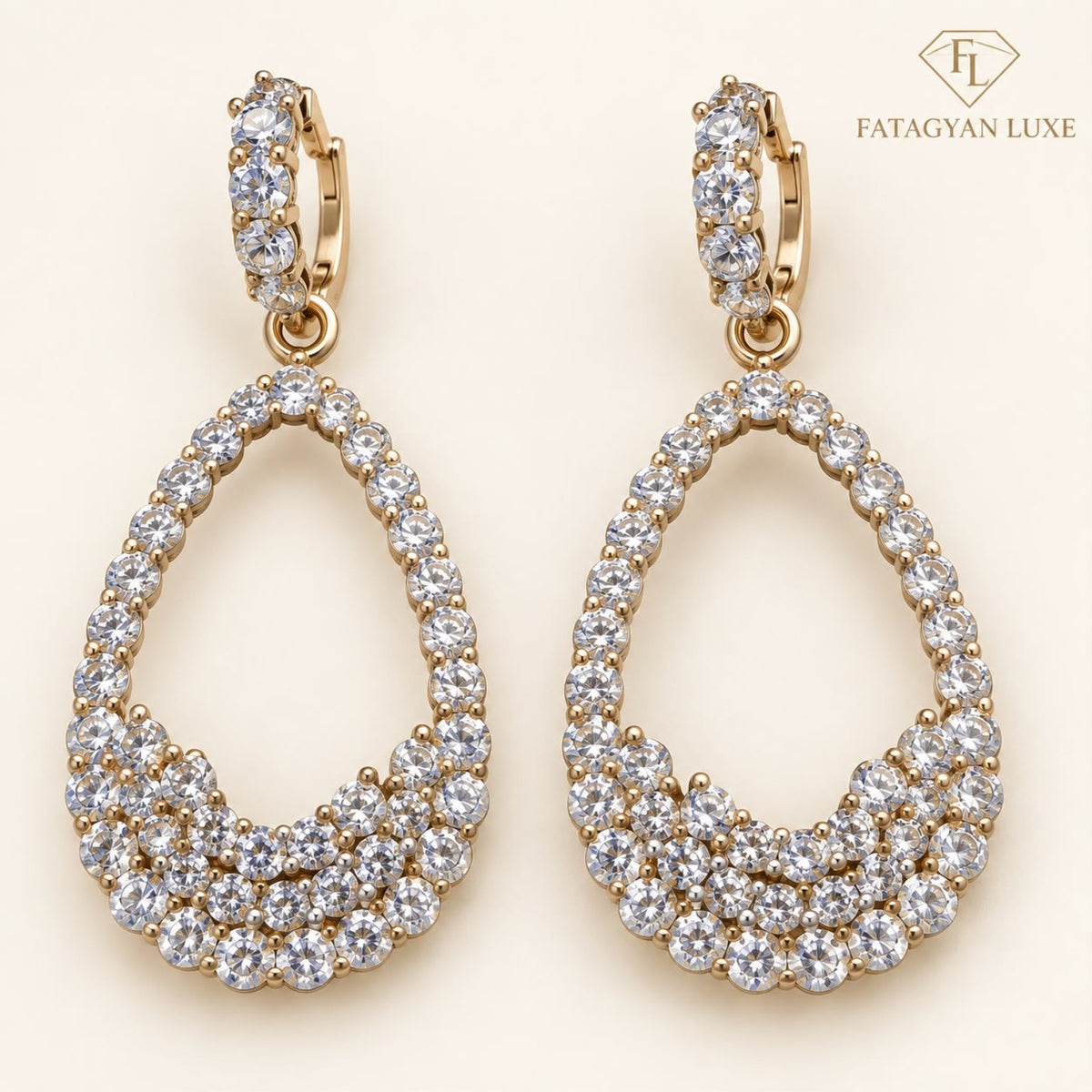 Roselle Crystal Teardrop Earrings detail
