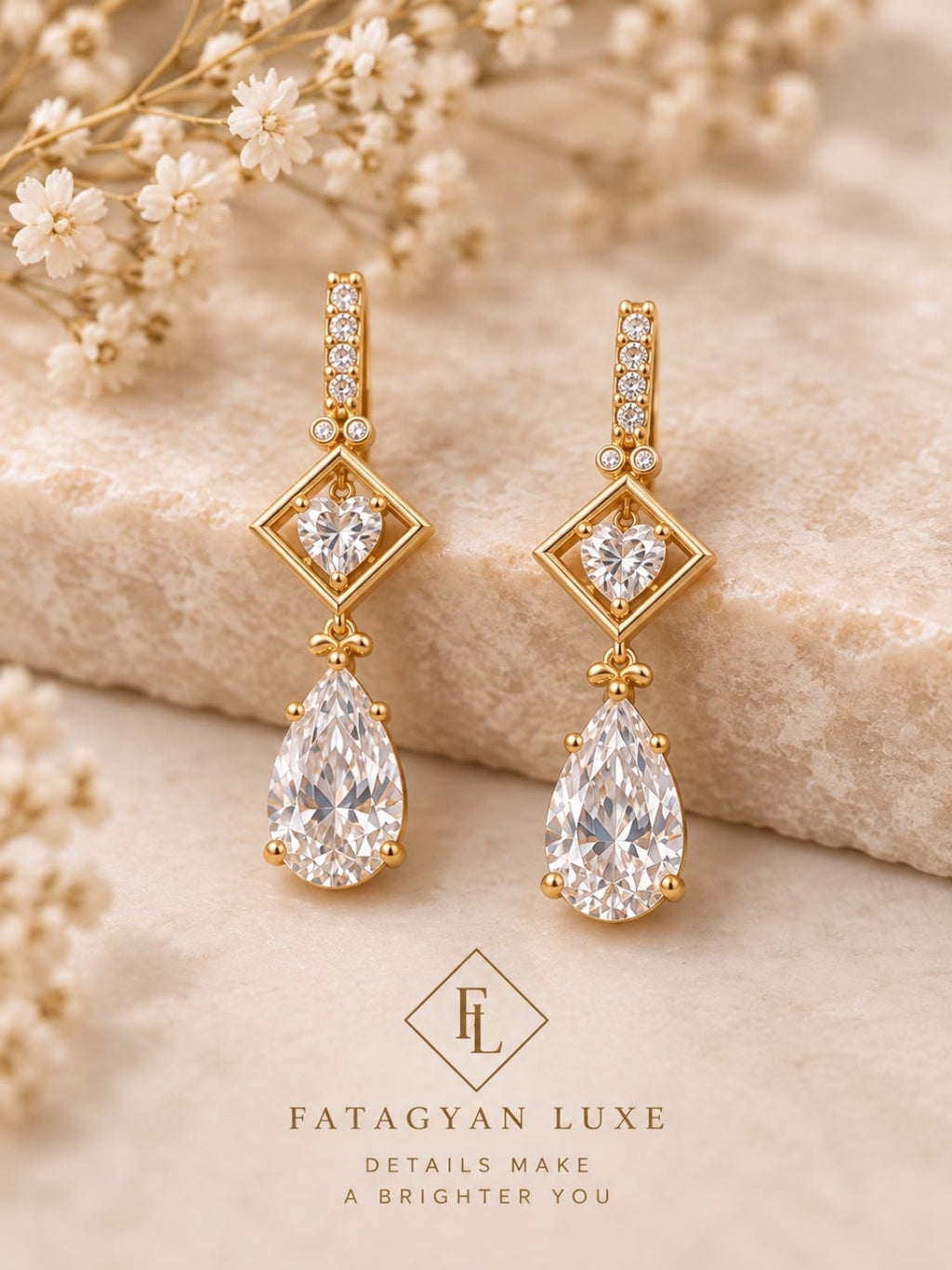 Coeur de Versailles Crystal Drop Earrings detail