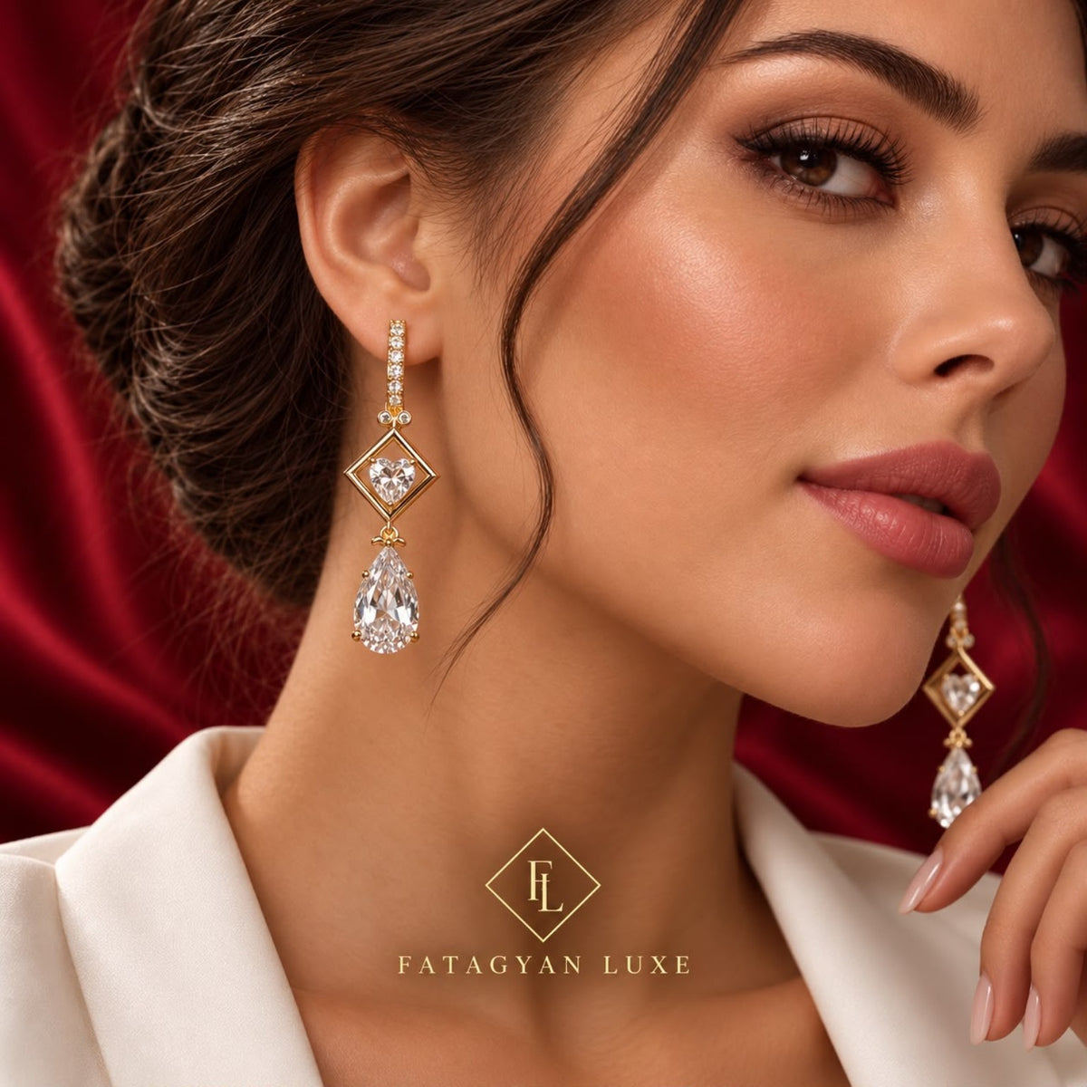 Coeur de Versailles Crystal Drop Earrings worn