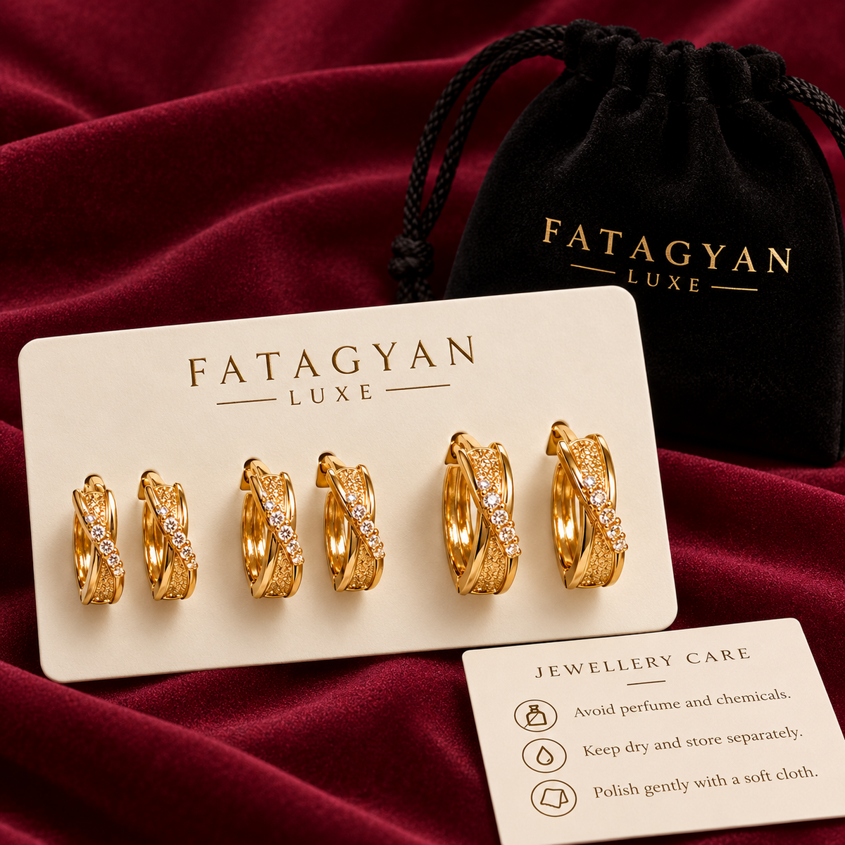 Éclat Crossover Trio Hoop Set with Fatagyan Luxe packaging
