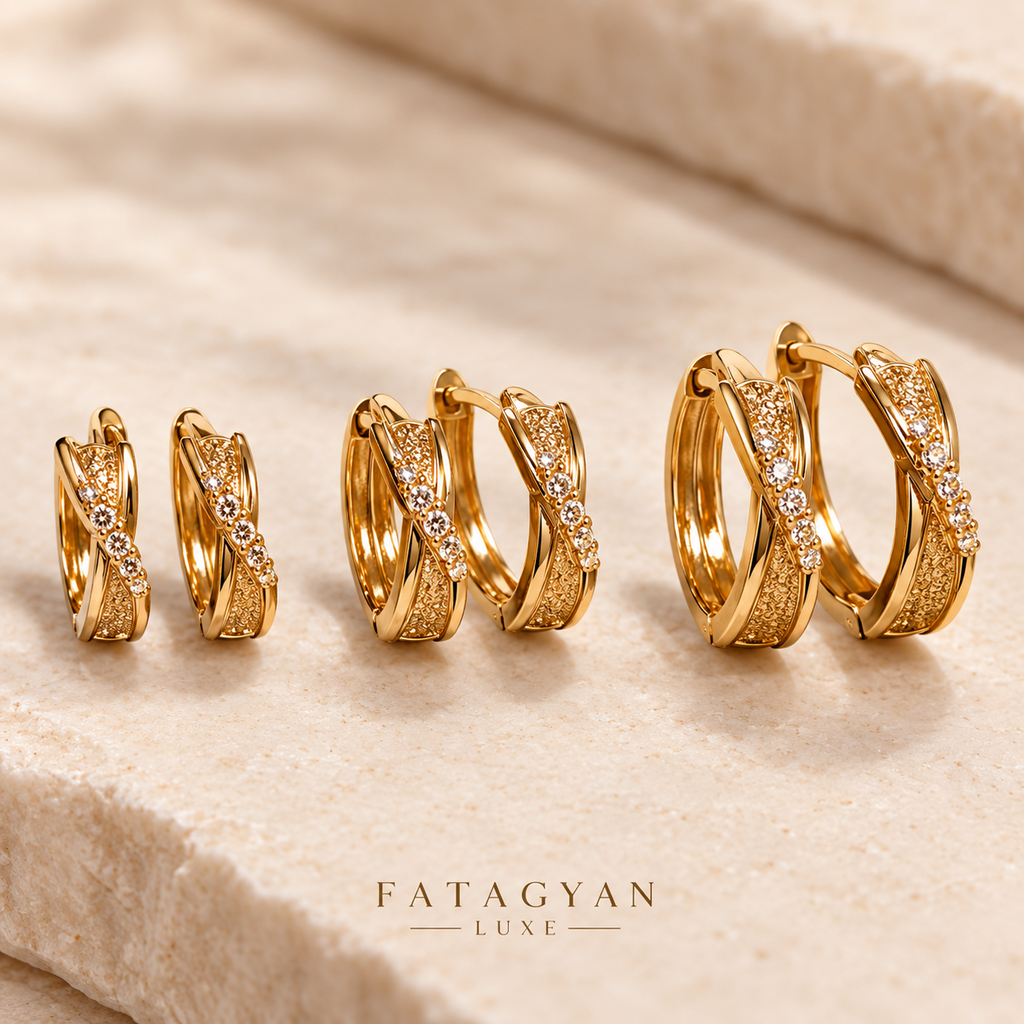 Éclat Crossover Trio Hoop Set with three pairs of gold-tone crystal crossover hoops