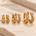 Éclat Crossover Trio Hoop Set with three pairs of gold-tone crystal crossover hoops