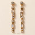 Éclat Geo Crystal Drop Earrings in gold tone with geometric clear crystals