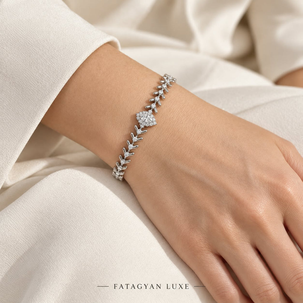 Élodie Marquise silver-tone crystal bracelet worn
