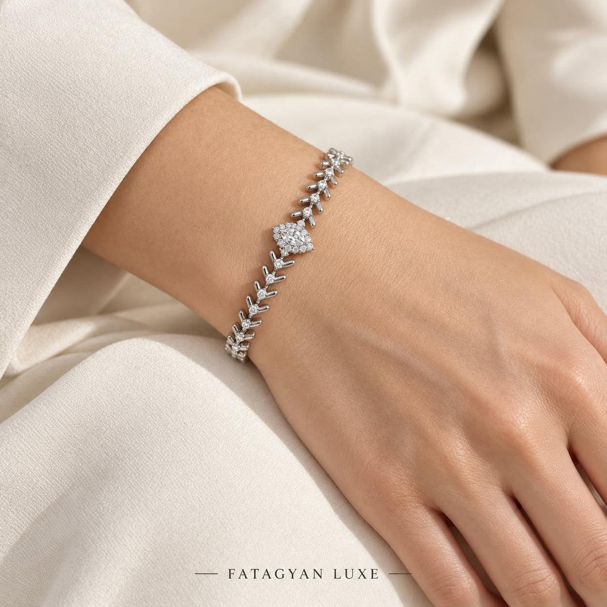 Élodie Marquise silver-tone crystal bracelet worn