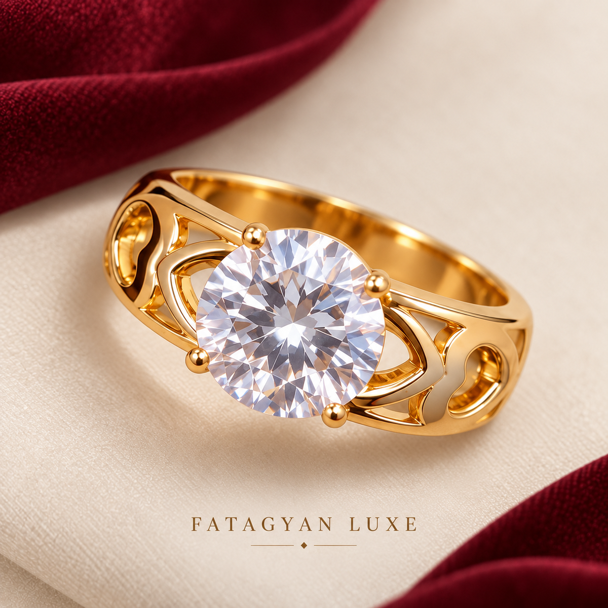 Amora Heartline Crystal Ring detail