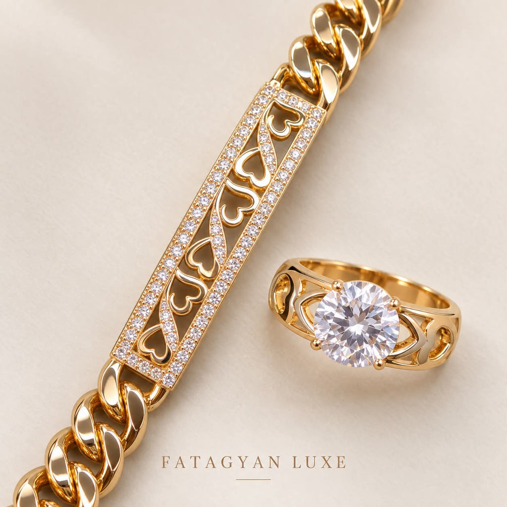 Amora Heartline Crystal Bracelet and Ring Set detail