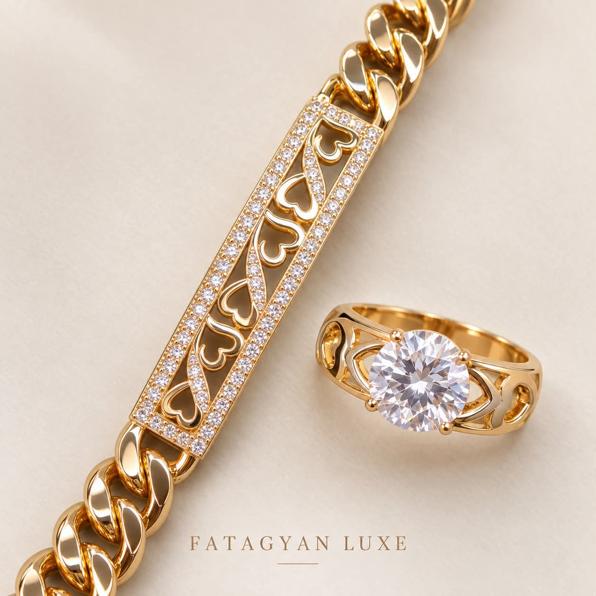 Amora Heartline Crystal Bracelet and Ring Set detail