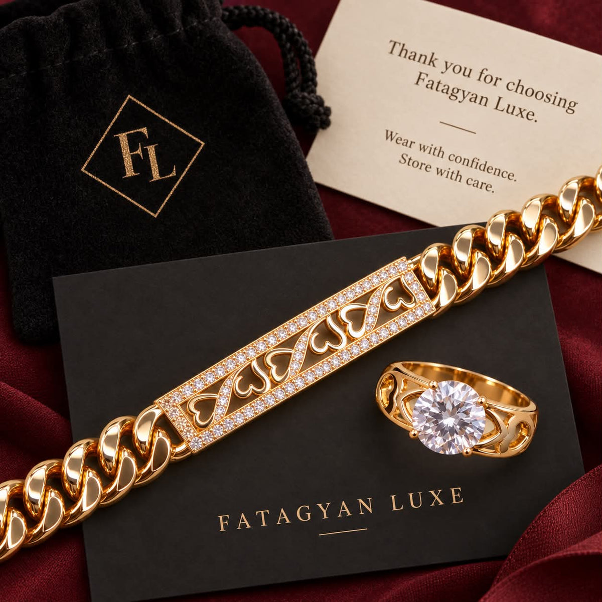 Amora Heartline Crystal Bracelet and Ring Set packaging