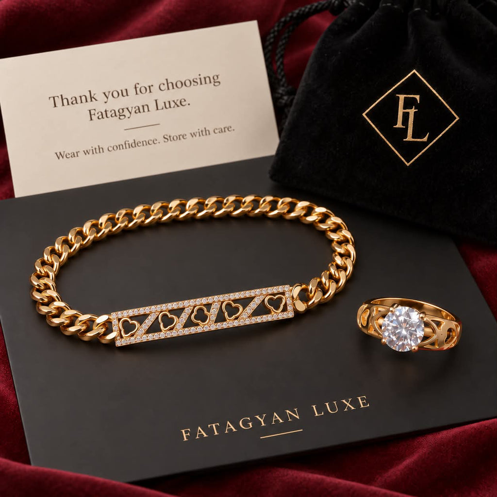 Amora Heartline Crystal Bracelet and Ring Set presentation