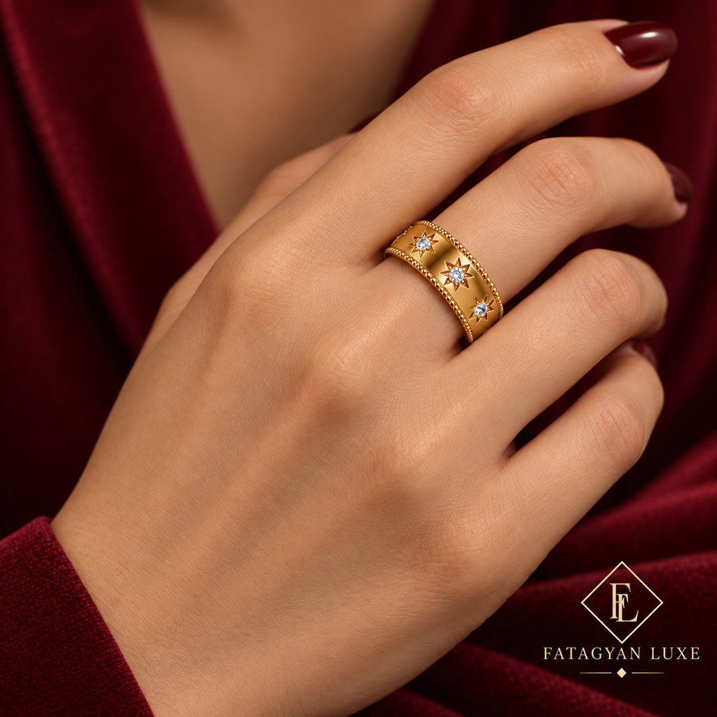 Astrée Celestial Crystal Band Ring detail