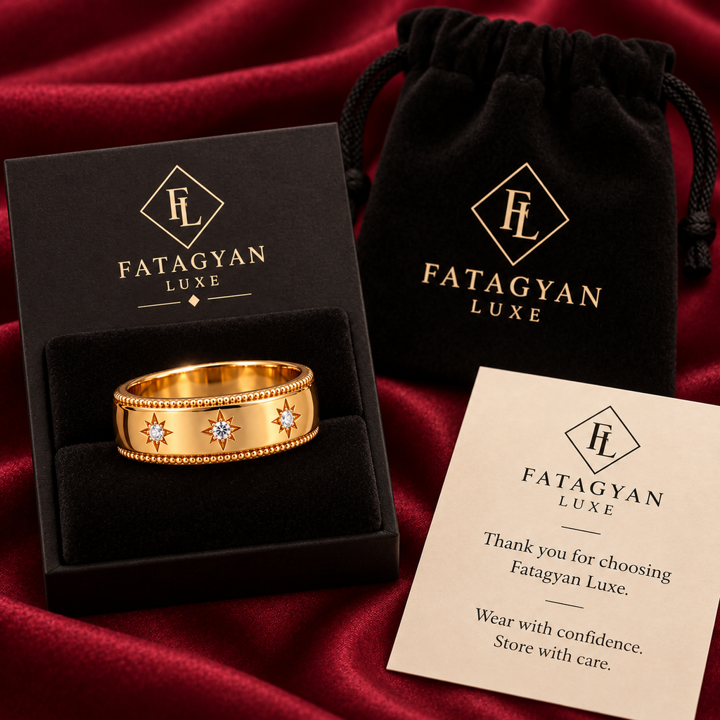 Astrée Celestial Crystal Band Ring with Fatagyan Luxe packaging