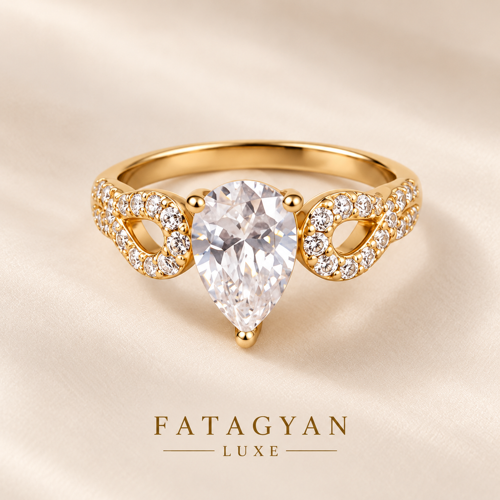 Aureline Pear Crystal Ring detail