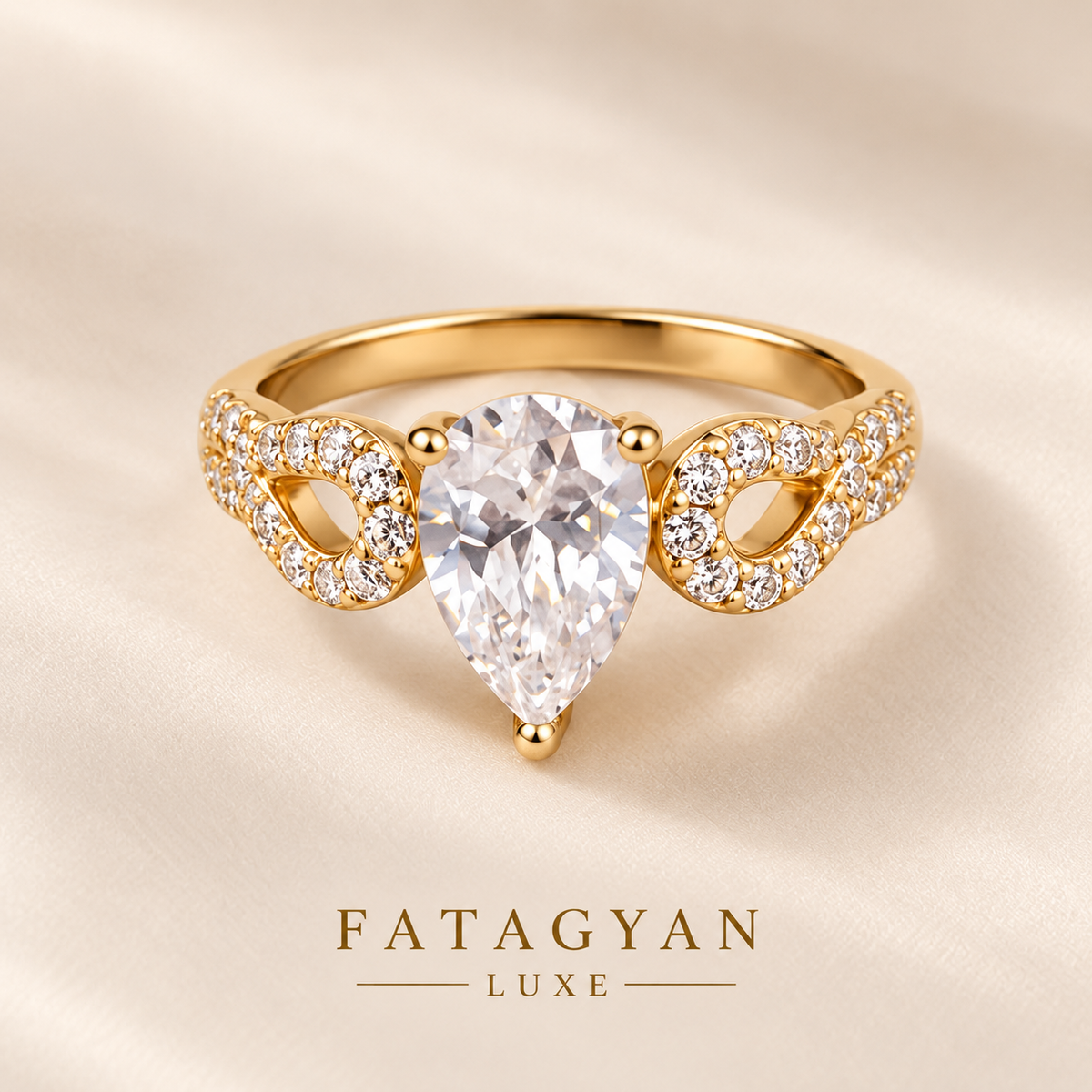 Aureline Pear Crystal Ring detail