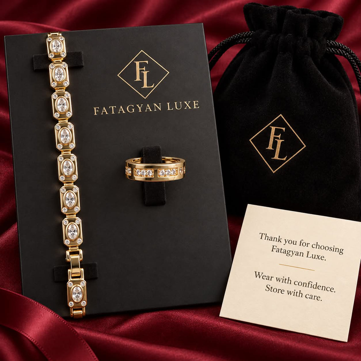 Aurelius Oval Crystal Bracelet and Ring Set packaging