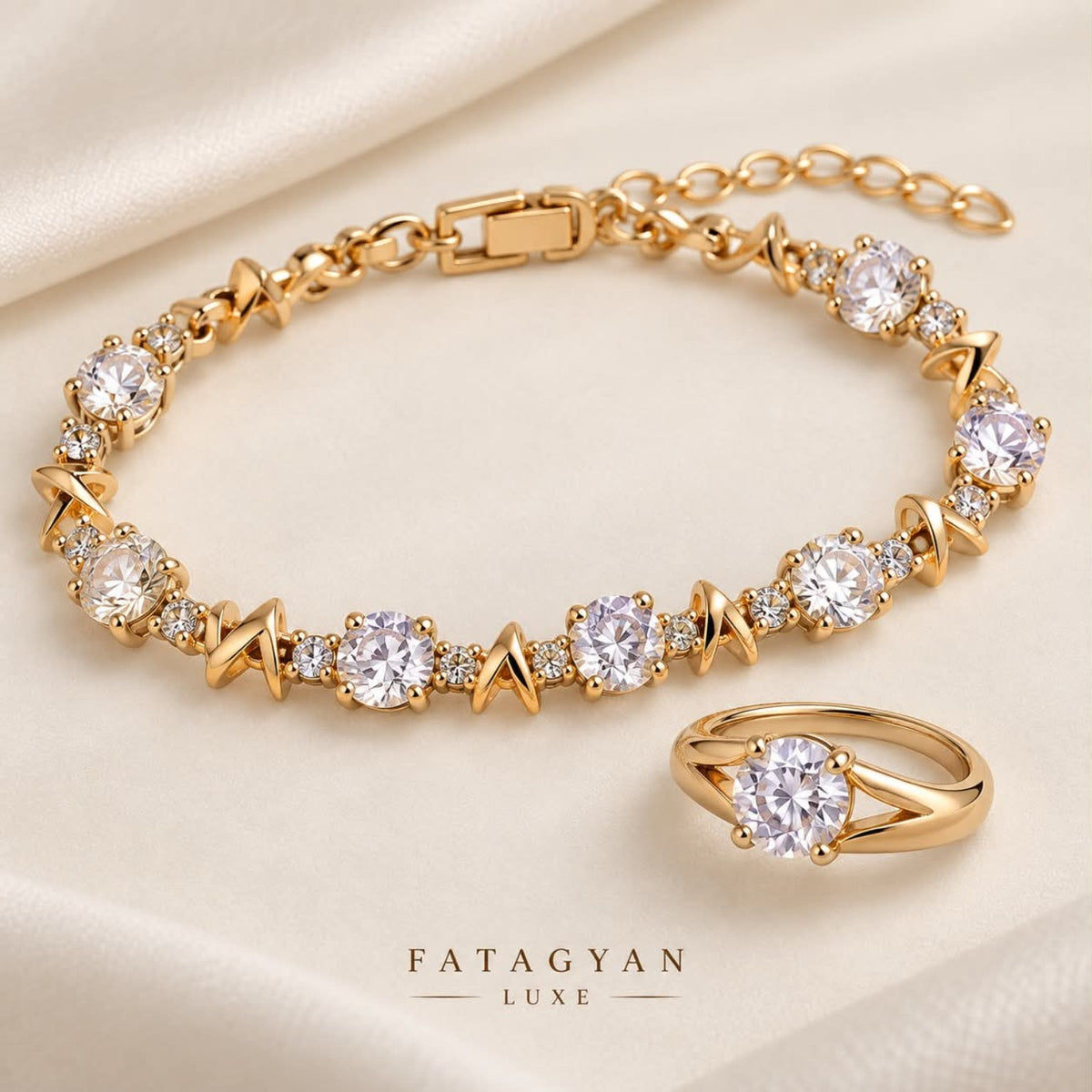 Aurora Crystal Bracelet & Ring Set detail