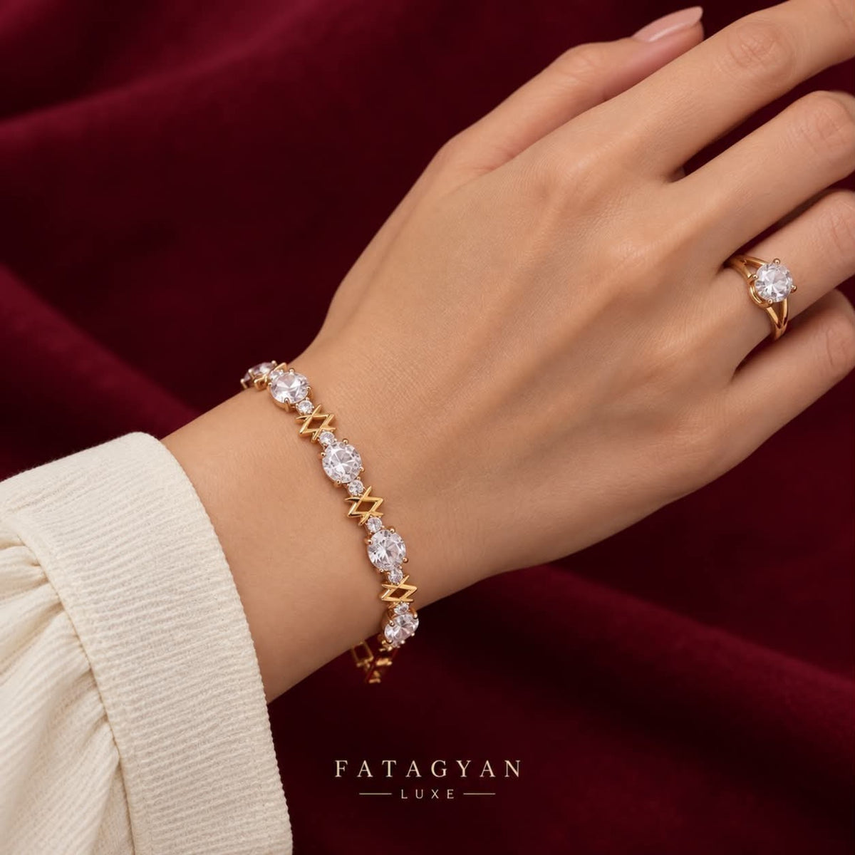Aurora Crystal Bracelet & Ring Set worn
