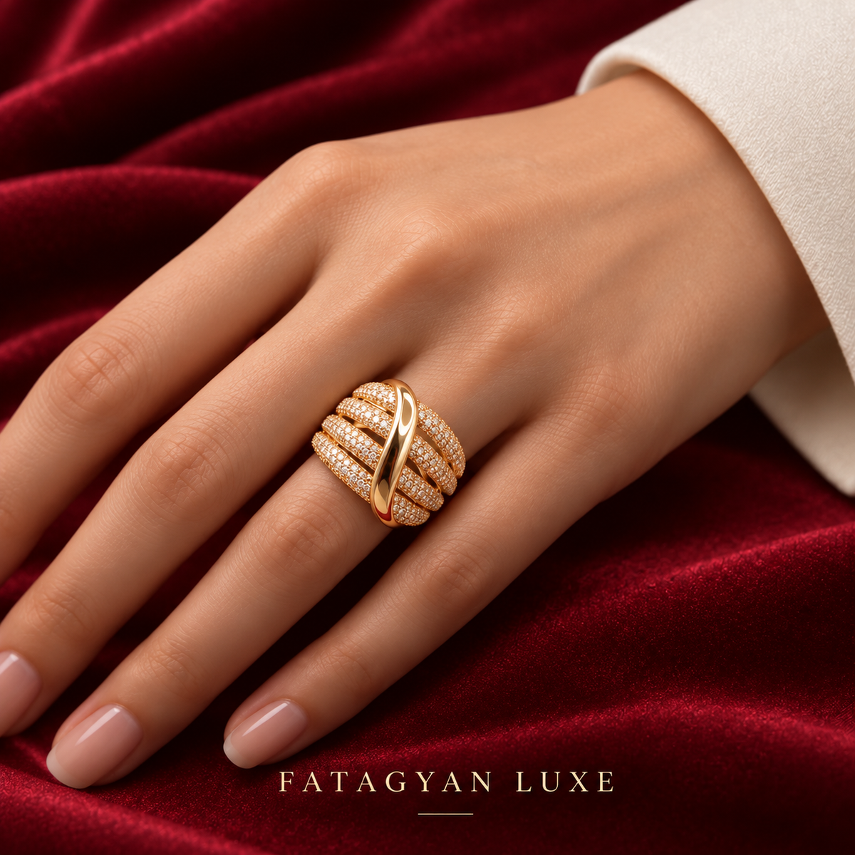 Céliane Multi-Band Crystal Ring detail