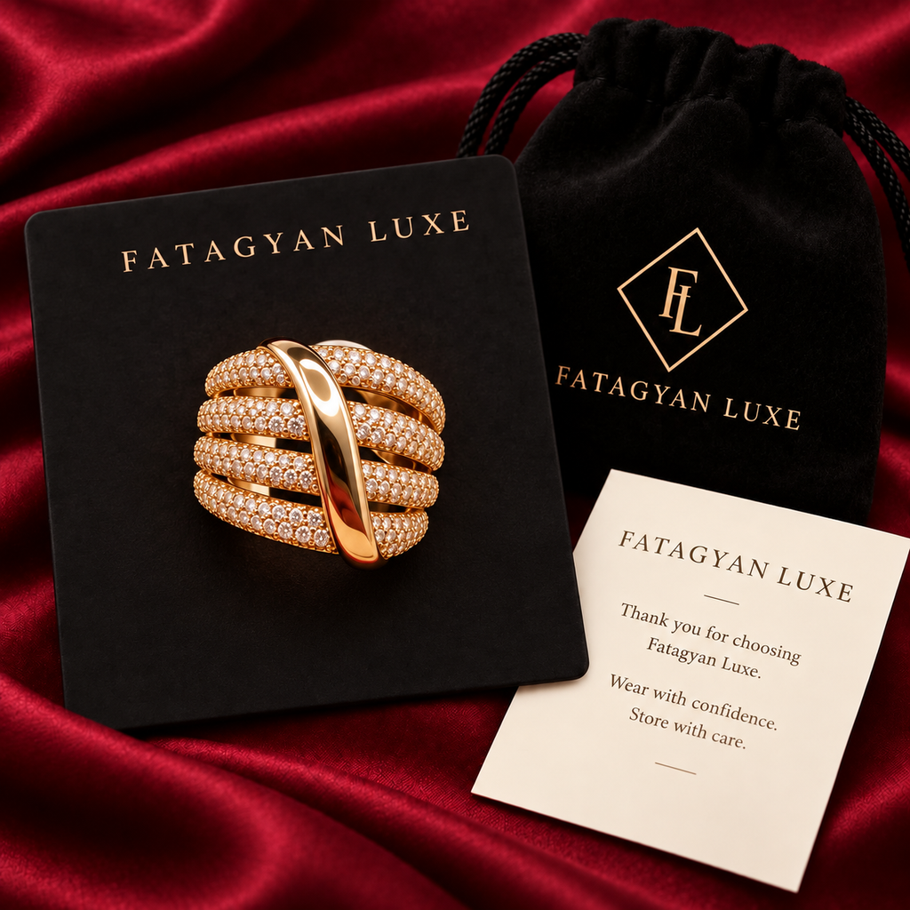 Céliane Multi-Band Crystal Ring with Fatagyan Luxe packaging