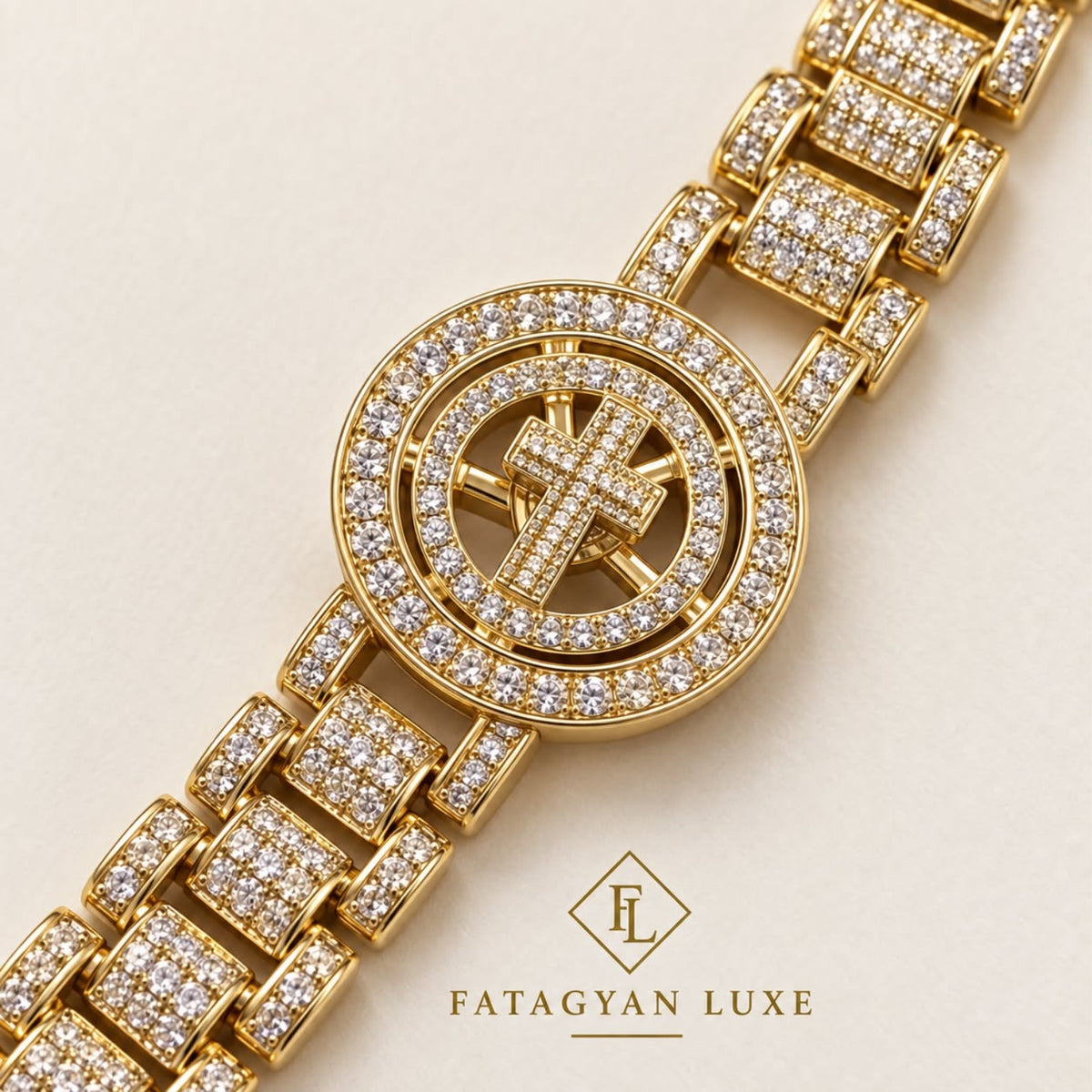 Divine Éclat Crystal Cross Bracelet close-up