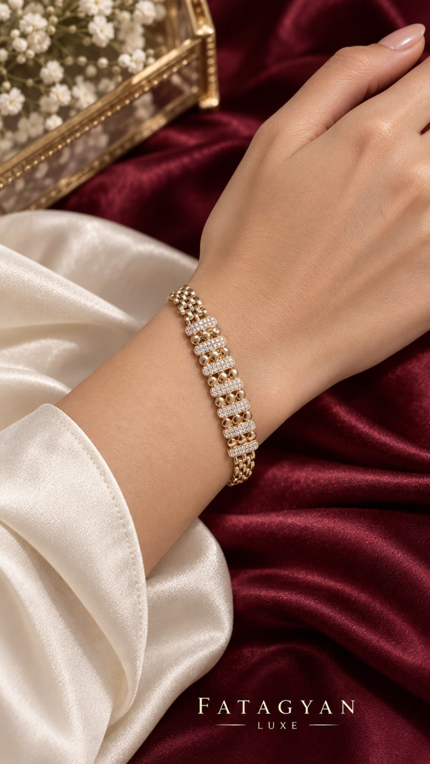 Marielle Crystal Bead Bracelet worn on wrist